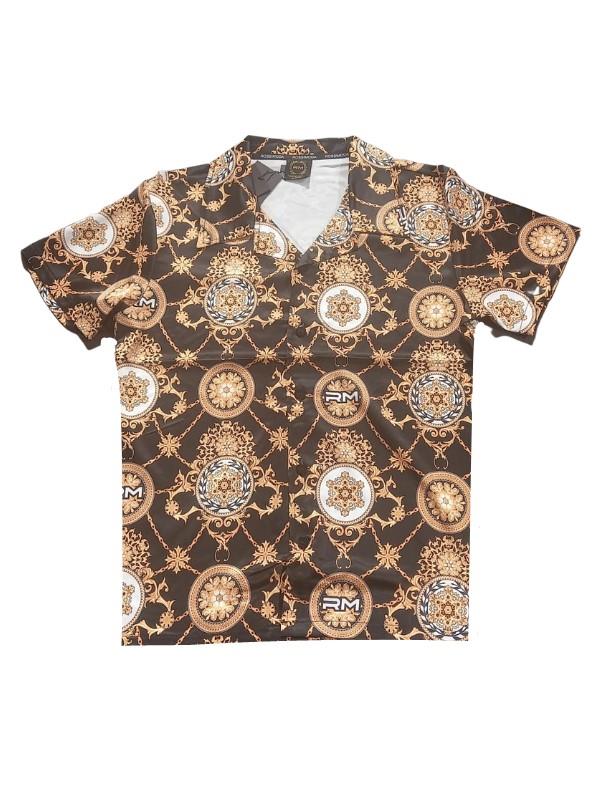 Rossimoda Shirt Floreale Fiori Resort Black-Gold